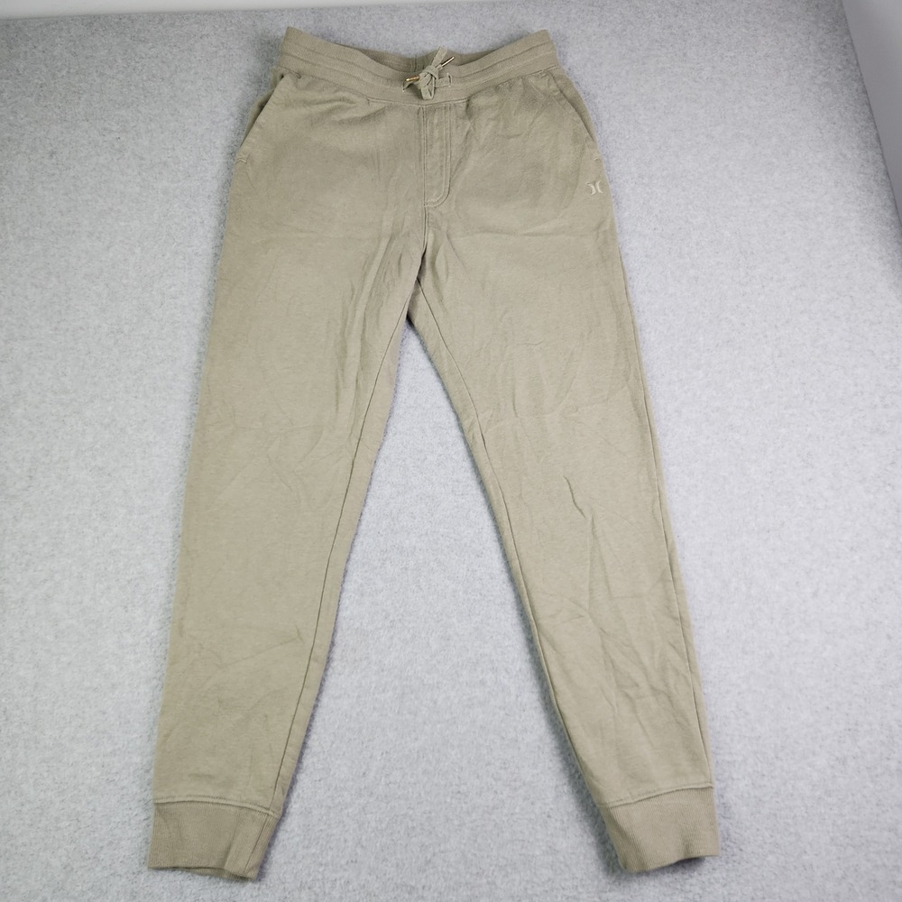 Hurley Jogger Pants Mens Small Tan Fleece Lined Drawstring Elastic Waist Tapered